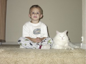 Ethan with his cat Skittles