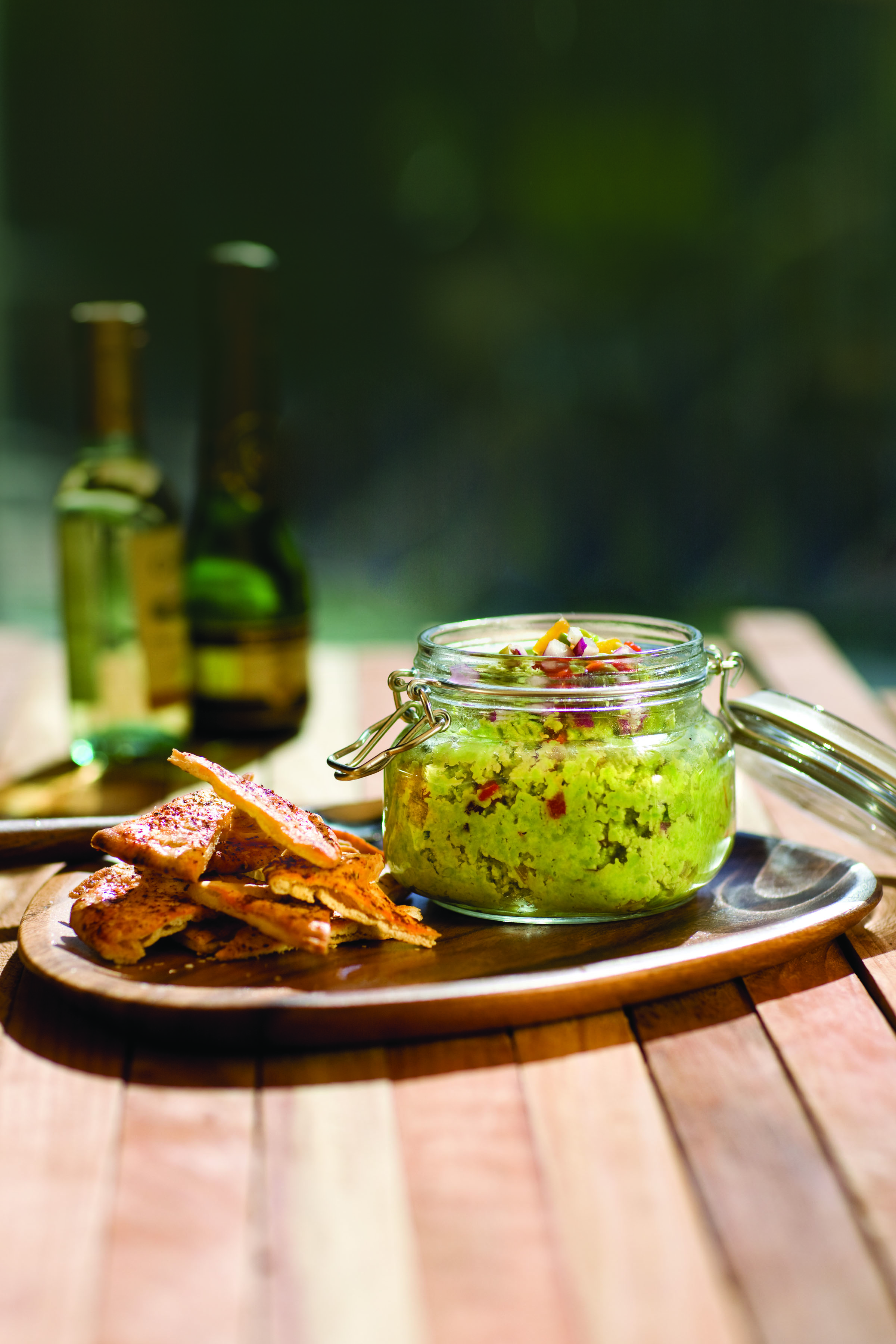 Edamame "Guacamole" with Chile-Dusted Pita Chips